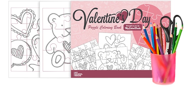MySchoolBucks Valentine's Day Puzzle Coloring Book